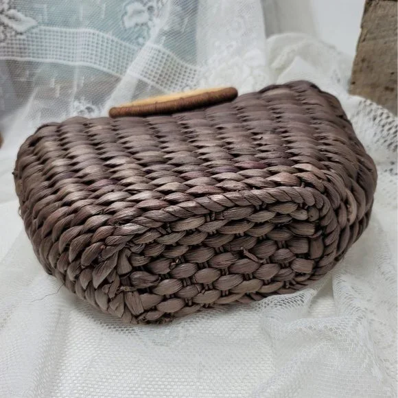 Rolf's Gardenia Mini Purse Basket Weave Wood Handle NWT - Picture 8 of 10